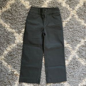 LOFT petite button front wide leg cropped pants